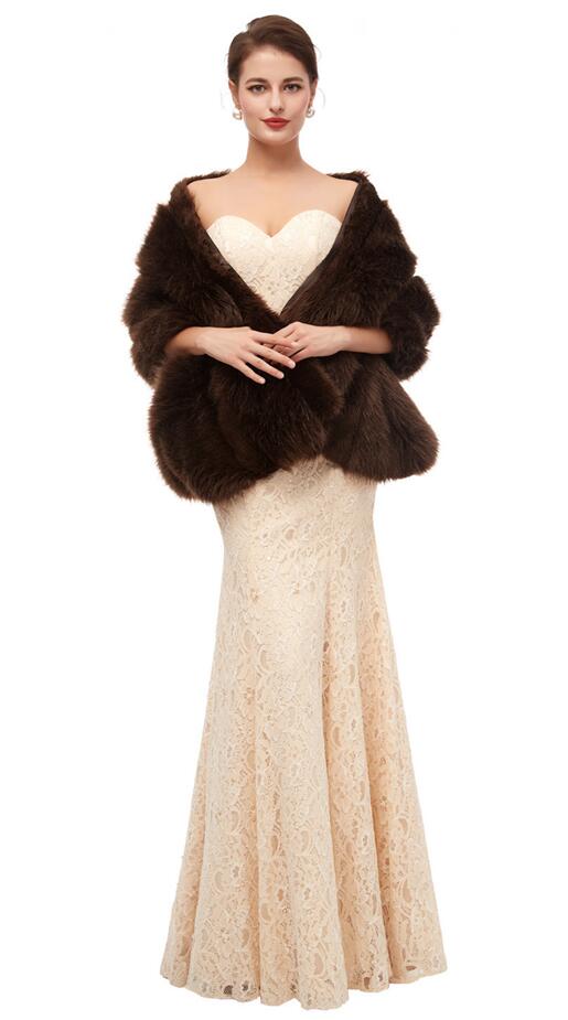Auf Lagerbier Frauen Braun Pelz Schal Hochzeit wickeln Für Formale Kleid Cheongsam Verheiratet Oberbekleidung Braut Kap Herbst Winter Boleros: Ursprünglich Titel