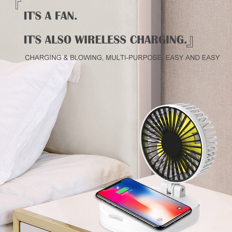 Caricatore Wireless Ventola 3-in-1 - Power Bank 10000mAh - Ventola USB Pieghevole Portatile