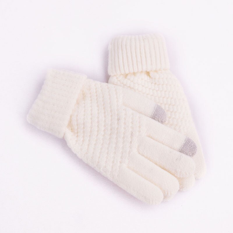 Kvinder mænd vinterhandsker uldstrikkede vanter unisex touch screen handsker varme damer helfinger stribe handske