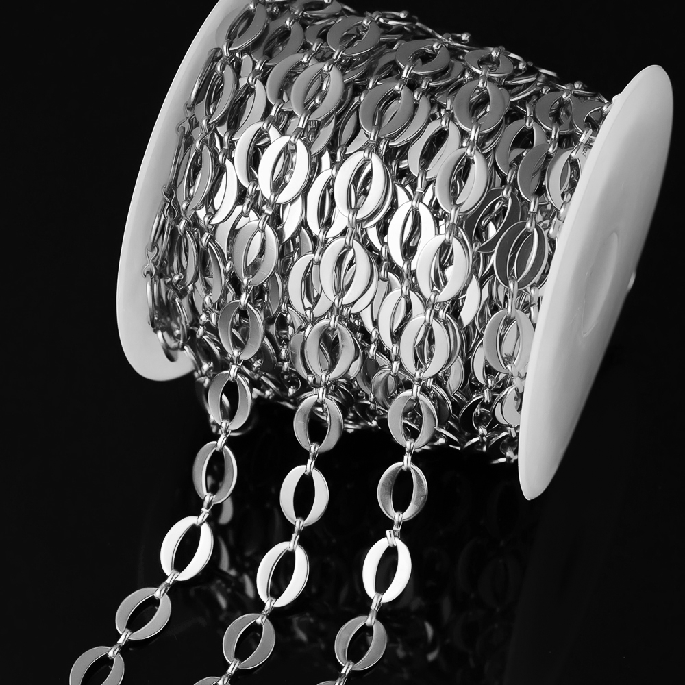 Cadenas de eslabones Shpae ovaladas huecas de acero inoxidable, 1 metro, DIY, collar, pulsera, suministros de joyería, materiales, accesorios de piezas decorativas
