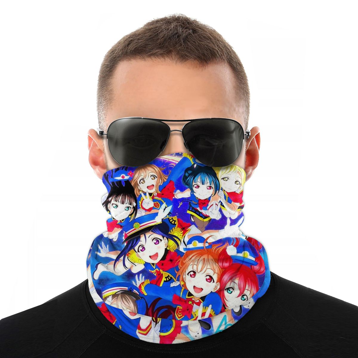 Happy Party Train - Love Aqours men's Magic Scarf Neck Face Cover Cycling Headband women Elastic snood scrunchie: Default Title