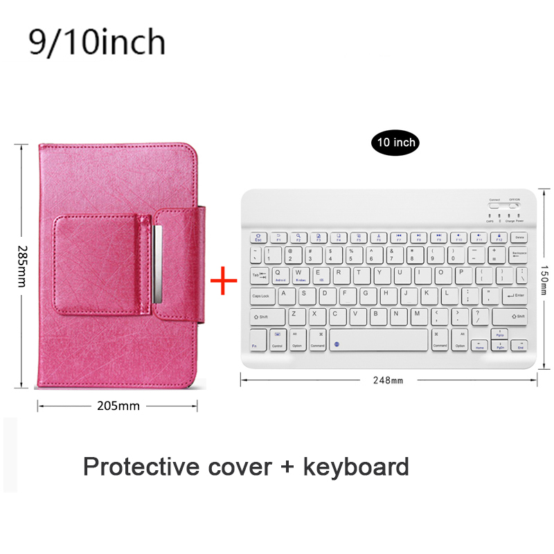 Clavier Bluetooth sans fil avec étui en cuir pour tablette universelle IOS Android Windows, étui en cuir magnétique détachable: Ivoire