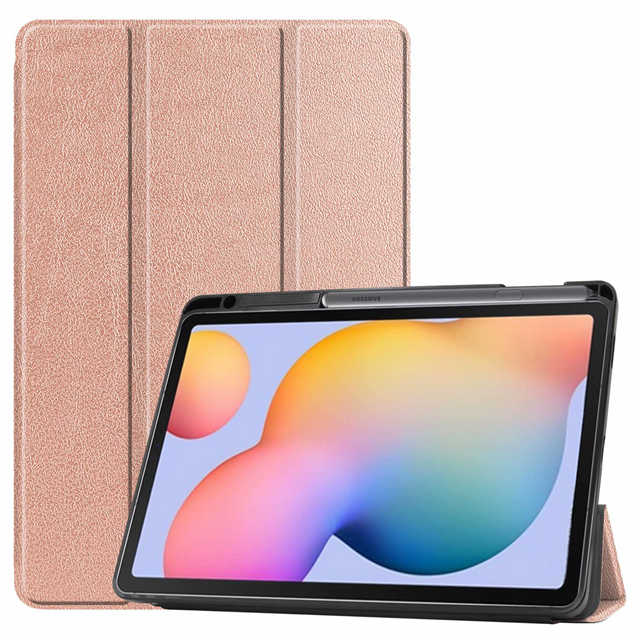 iBuyiWin Soft Silicone Smart Case for Samsung Galaxy Tab S6 Lite 10.4 SM-P610/P615 Tablet Capa Cover With Pencil Holder Funda: Rose Gold