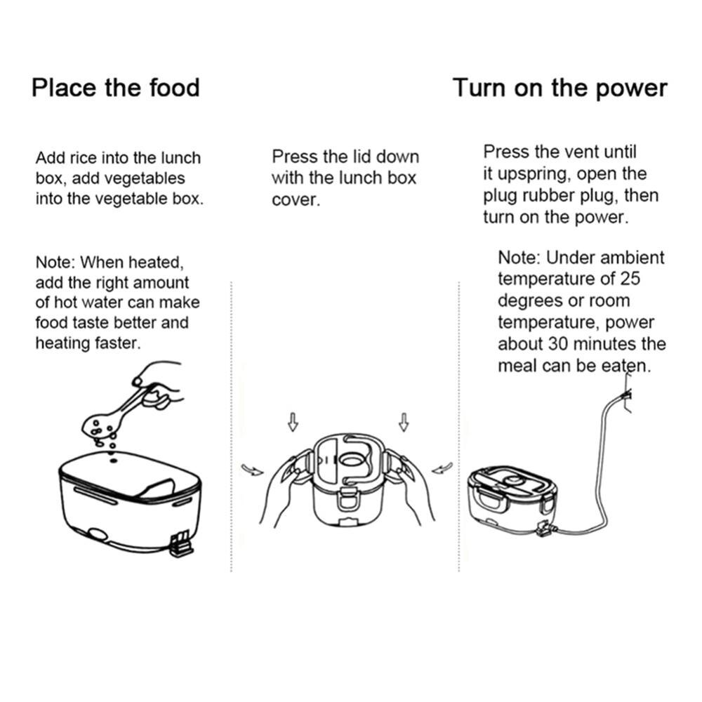 12V 110V 220V Lunch Box Food Container Electric Heating Food Warmer For Children Kids School Office Car Portable Bento Box