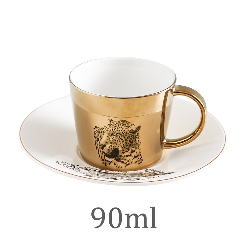 Leopard Anamorphic Cup Mirror Reflection Cup Zebra Mug Luycho Coffee Tea Set With Coaster 90ml-220ml: 90ml6