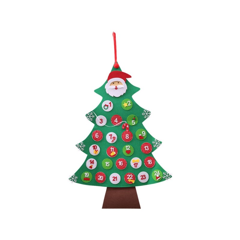 Christmas Hanging Ornaments Wall Window Hanging Decoration Xmas Tree Shape Unique Non-woven Countdown Advent Calendar 2: A