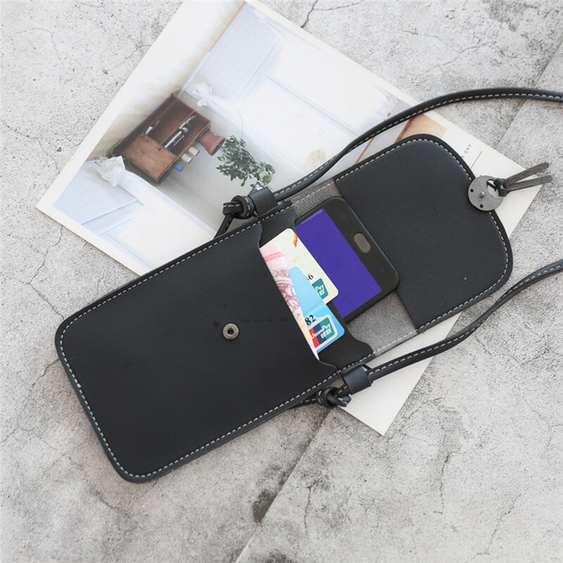 Transparent Touch Screen Retro Simple Mobile Phone Bag Women PU Chain Messenger Bags Small Flap Bag Mini Shoulder Bag