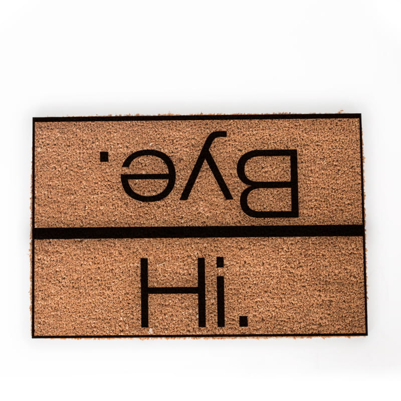 Bonjour humoristique-au revoir porte avant et paillasson maison