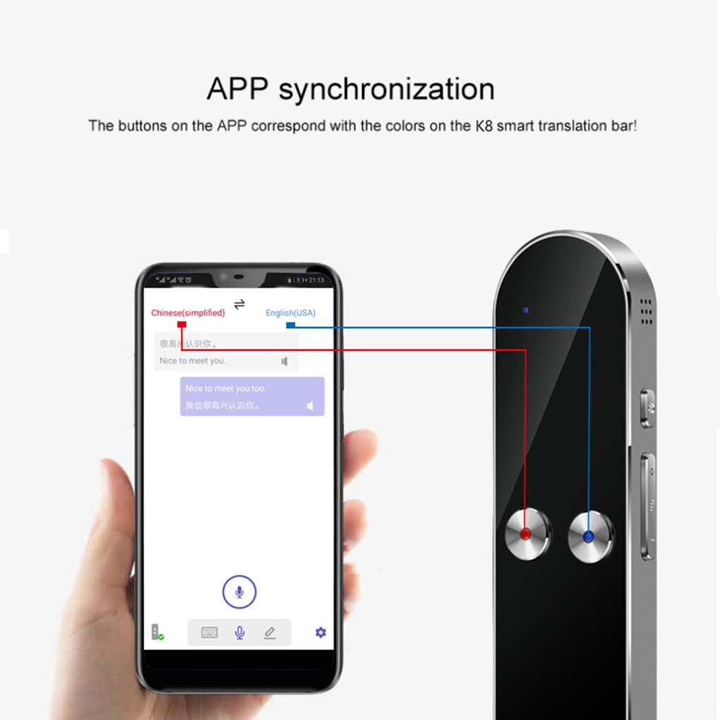 Updated K8 Translaty Business Multilanguage Smart Instant Real Time Voice 68 Languages Translator portable Handheld