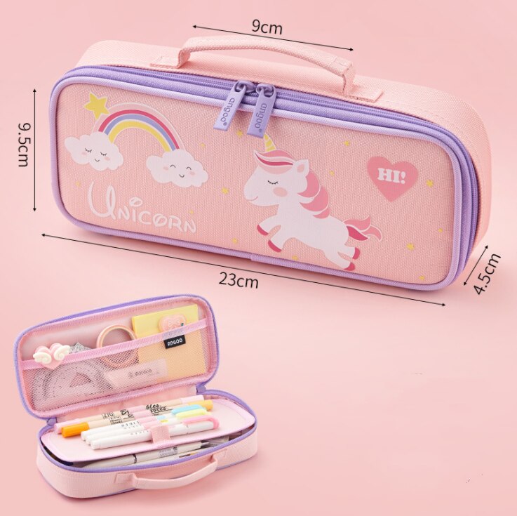 Estuche escolar Kawaii con mango y bolígrafo de gran capacidad para niñas y niños, Kit de papelería, 1 unidad