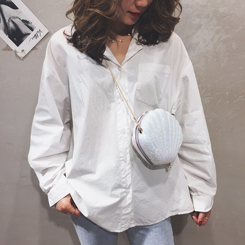 Pailletten Dazzling Shell Vorm Party Ladies Mini Purse Chain Crossbody Messenger Bag Handtas Schoudertas Vrouwelijke Bolsa