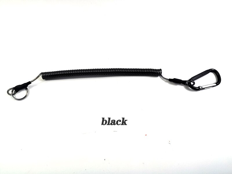 Carabiner Camping Hiking Anti-lost Rope Fish Clamp Controller Hanging Rope 6-Color Powerful Rope Keychain Rope: BLACK