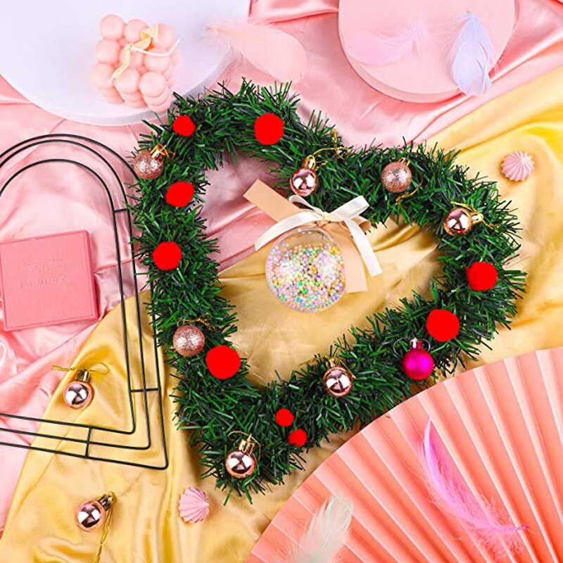 3 Pack Heart Metal Wreath 12 Inch Heart-Shaped Wire Wreath Frame for Home Wedding Valentine's Day DIY Crafts