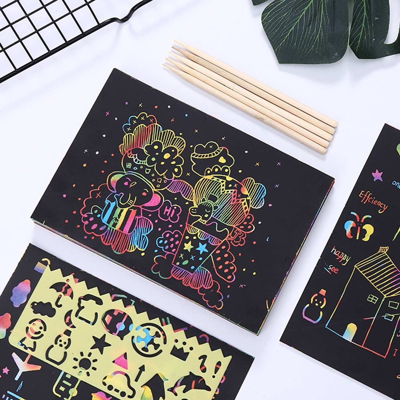 1Set Scratch Art Schilderen Tool Reparatie Stok Schraper Pen Diy Tekening Scratch Arts Borstel Voor Scratch Sketch Art papers Board