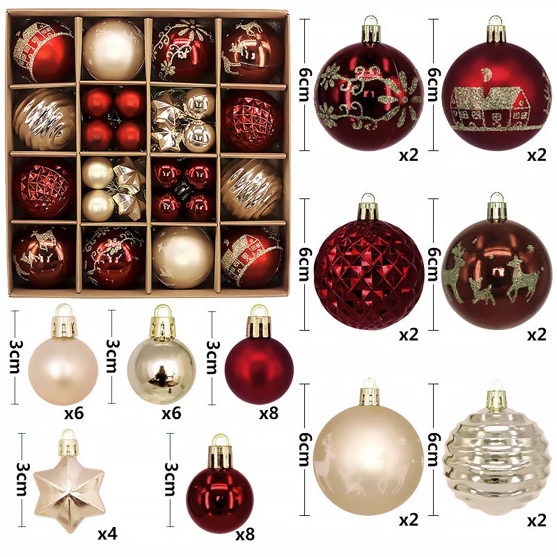 Christmas Tree Decoration 42PCS 6CM Balls Ornaments Set For Xmas Hanging Home Supplies Christmas Year Party: Olive