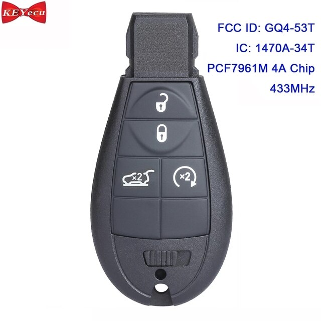 KEYECU 2pcs for Jeep Cherokee Sport KL Remote Key Fob Fobik 433MHz GQ4-53T 4A Chip