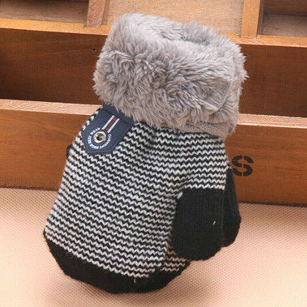 Kids Baby Girls Boys Gloves Childrens Magic Winter Warm Plush Soft Gloves Knited Striped Kids Baby Golves 1Pairs 6Month-3Years: Black