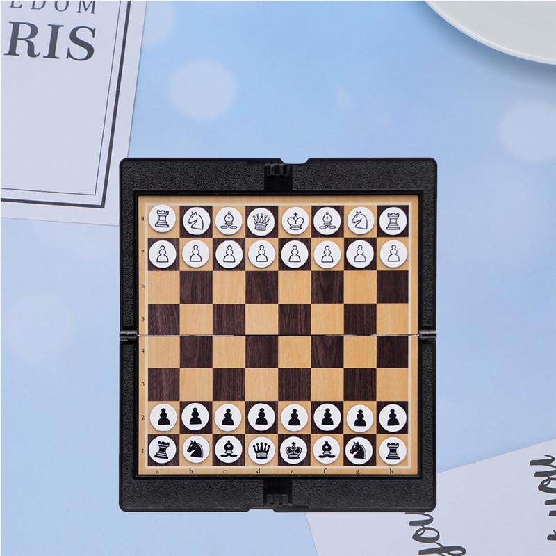Foldable Chess Checkers Clipboard Magnetic Chess Backgammon Board Portable Classic Educational International Draughts Toy