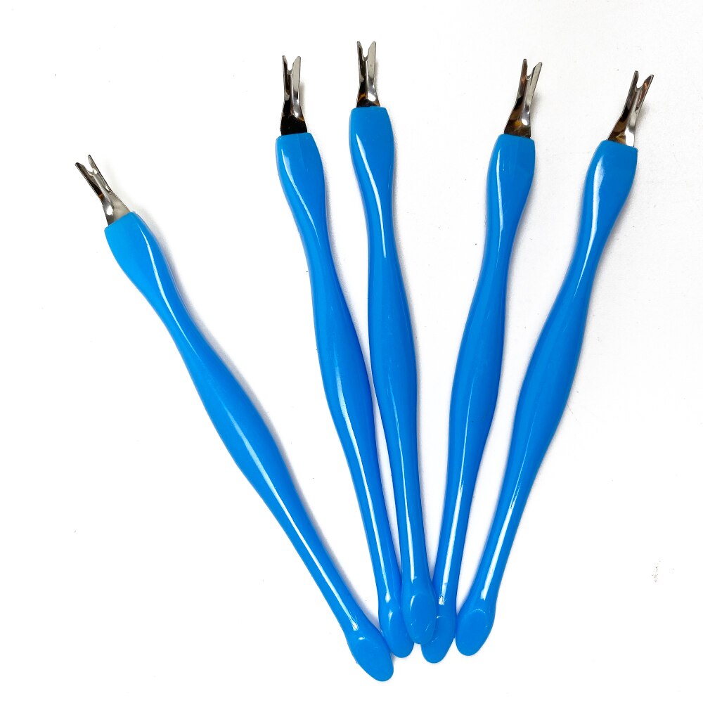 5pcs/lot Cuticle Pusher Stainless Steel dead skin Nail Art Fork For Trim Dead Skin Fork Nipper Pusher Trimmer Cuticle Remover