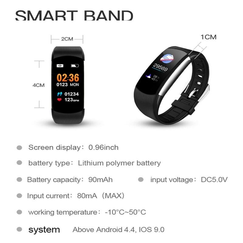 IP67 Waterproof Smart Wristband Smart Bracelet Heart Rate Activity Fitness Tracker Bluetooth Smart Watch for IOS Android