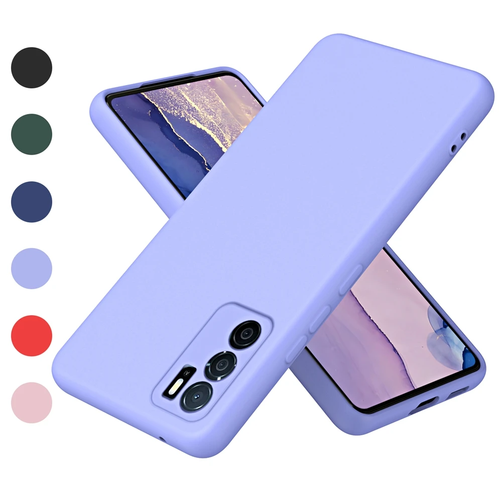 Liquid Silicon Phone Case for OPPO A15 A16 A15S A55 A57 A74 A95 A76 A96 A36 A53 A54S Cases Luxury Skin Feel Soft Back Cover: PVC / PURPLE