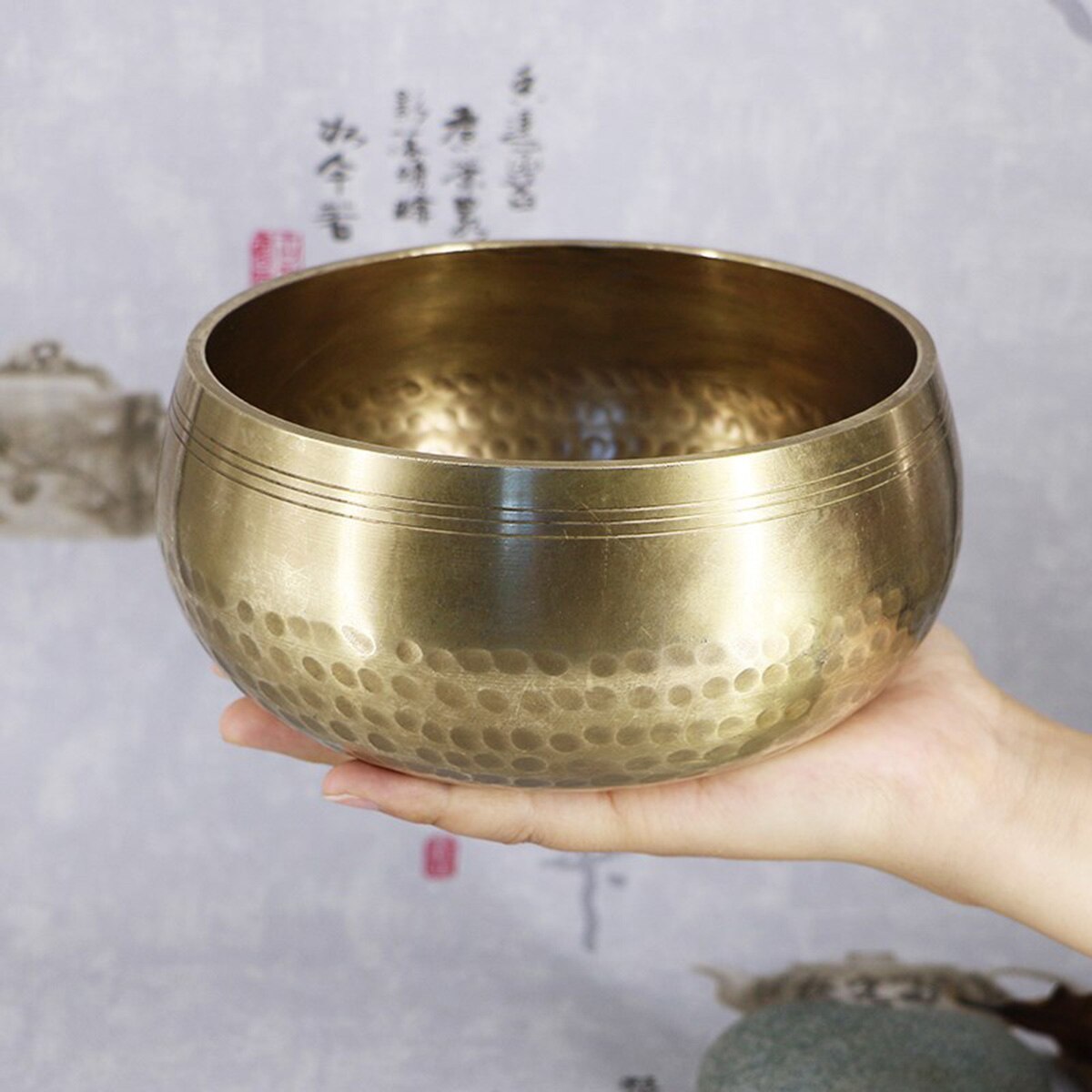 Tibetan Singing Bowl Set Brass Singing Bowl Wooden Mallet for Meditation Yoga Chakra Healing Relaxation Mindfulness