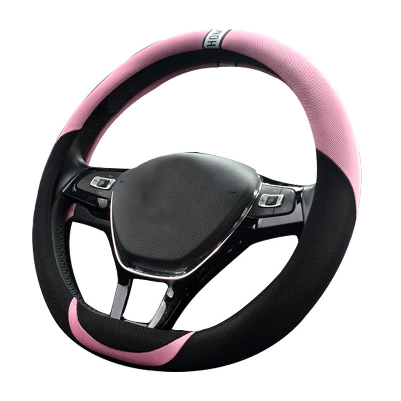 Universal bil rat ventilation 38cm dæksel sport styling 15 tommer skridsikker bil ratt dæksler: Lyserød