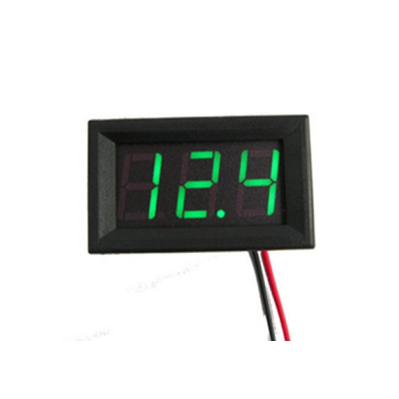 Mini digital voltmeter amperemeter  dc4.5-30v panel volt strømmåler tester med 2 ledninger ledet panel digital display 1 stk: En grøn