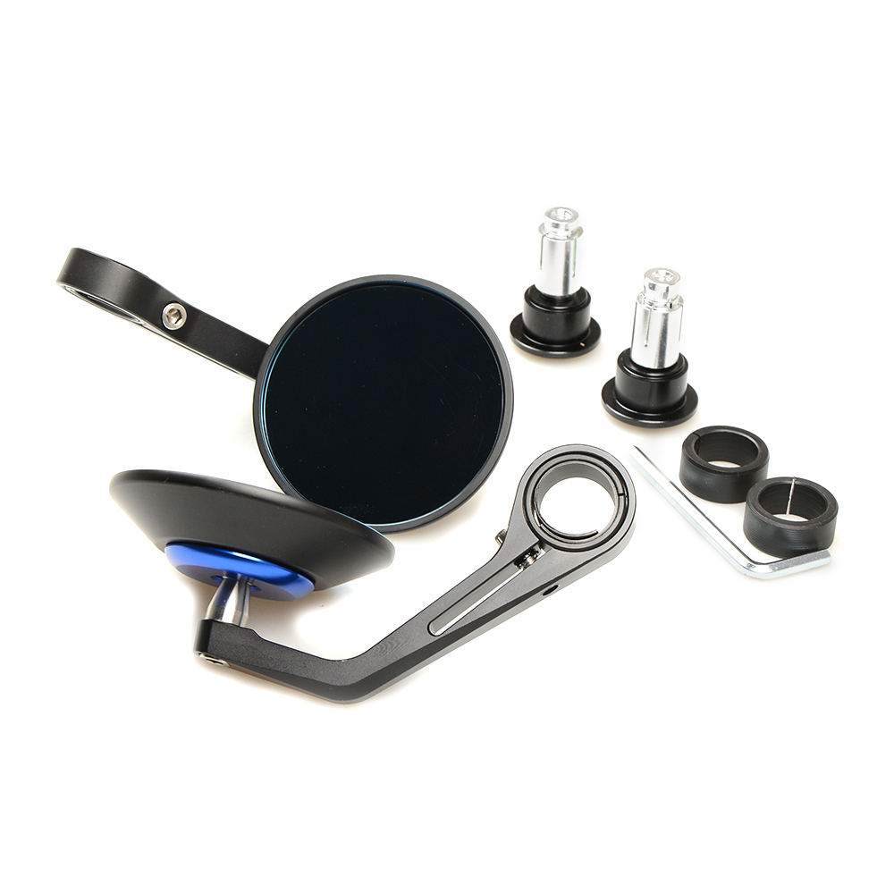 Universal Motorrad CNC Aluminium Blau Glas Rückansicht Seiten Runde Spiegel Griff Bar End Spiegel Racing adapter Für Street Bike: Blau