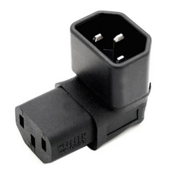 IEC Male C14 to Up Right Angled 90 Degree IEC Female C13 Power Extension Adapter