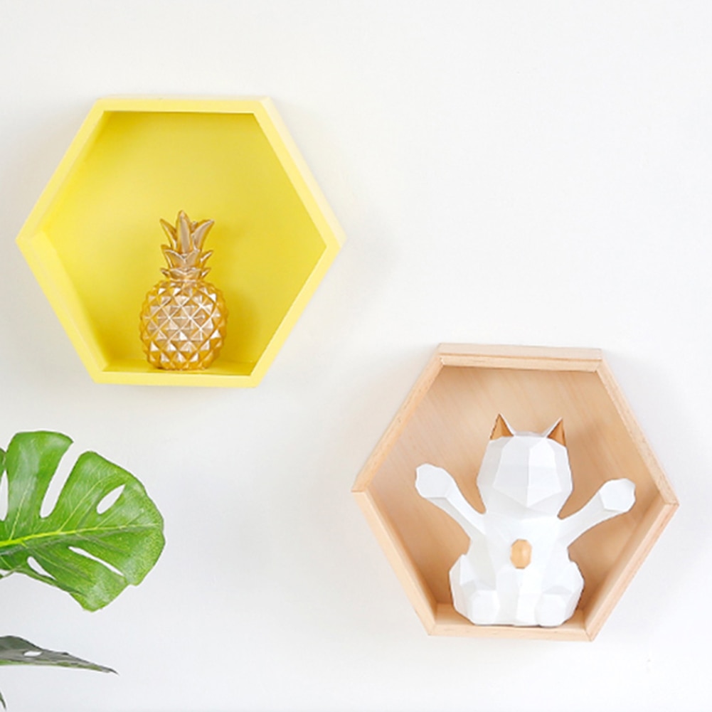 Décor mural pour bureau et maison | Style nordique, cadre Hexagonal en bois, pour livres jouets, étagère de rangement, pour décoration de maison, chambre d'enfant