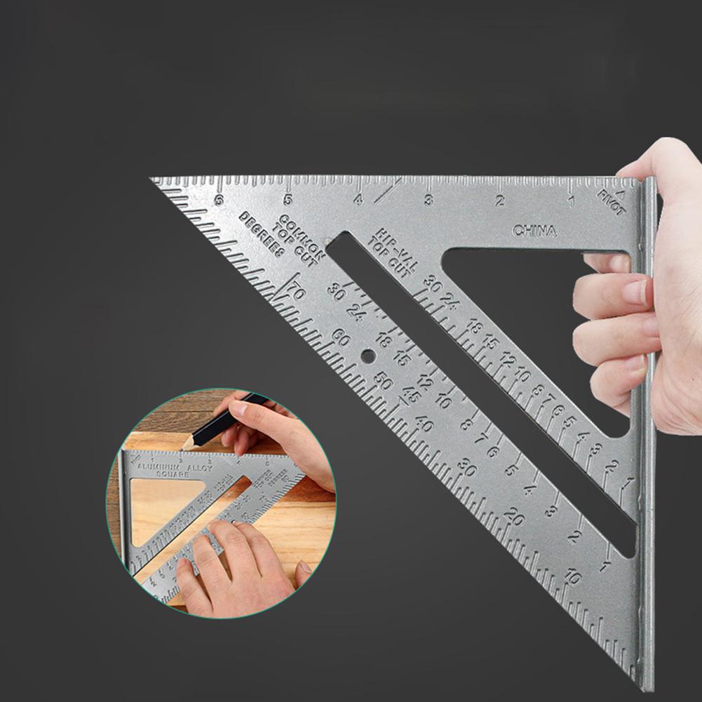 Aluminiumslegering trekant regel tømrer måling firkantet lineal 90 graders fortykning vinkel regel