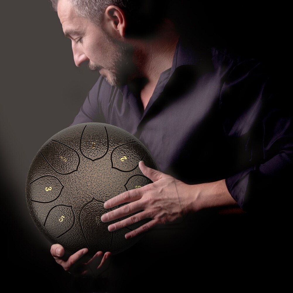 6 inch 11 Tune Percussion Musical Instrument Steel Tongue Drum for Beginner Tune Hand Drum Pad Sticks Carrying Bag Pe