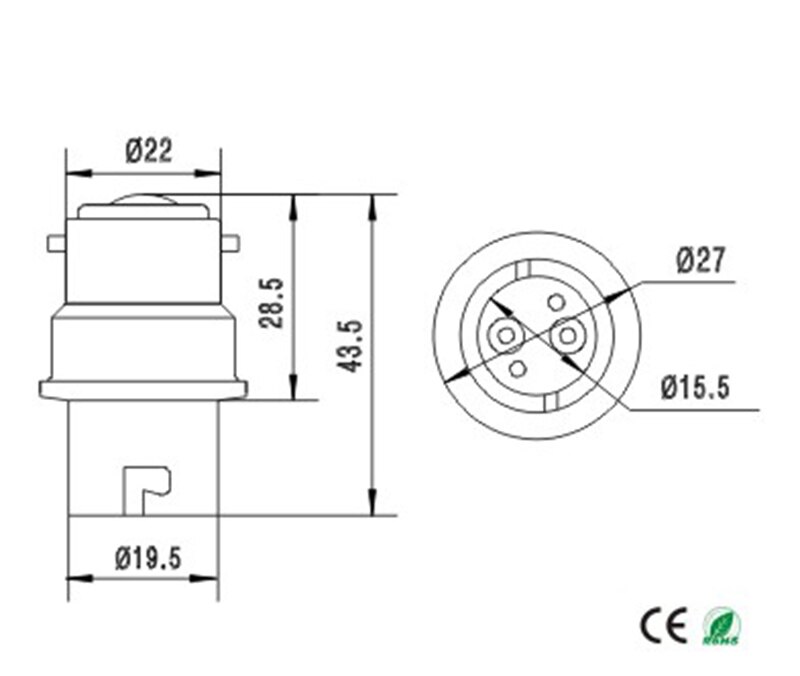 1 Pc B22 Om BA15D Lamp Base Adapter, BA15d Om B22 Licht Socket Houder Converter, kunt U Installeren BA15D Lamp In B22 Socket Ce