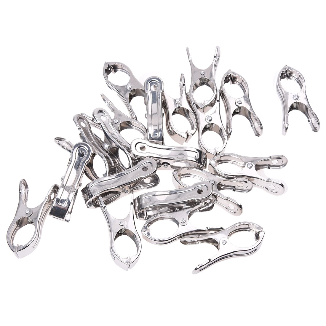 Pinzas metálicas de acero inoxidable para ropa de 20 piezas, pinzas para abrigos y pantalones, pinza para secar la ropa, perchero para lavar toallas