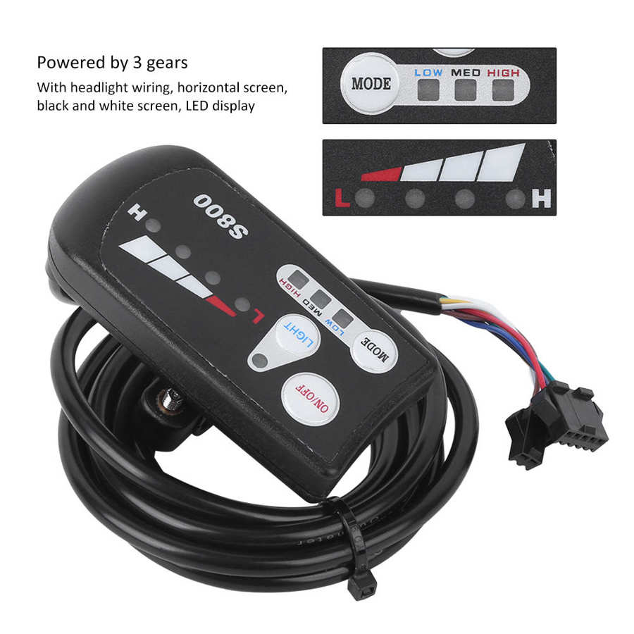 Electric Bicycle Display S800 Button Speed Shifter Control Panel Display 36V/48V Connect E-bike Headlight and Controller