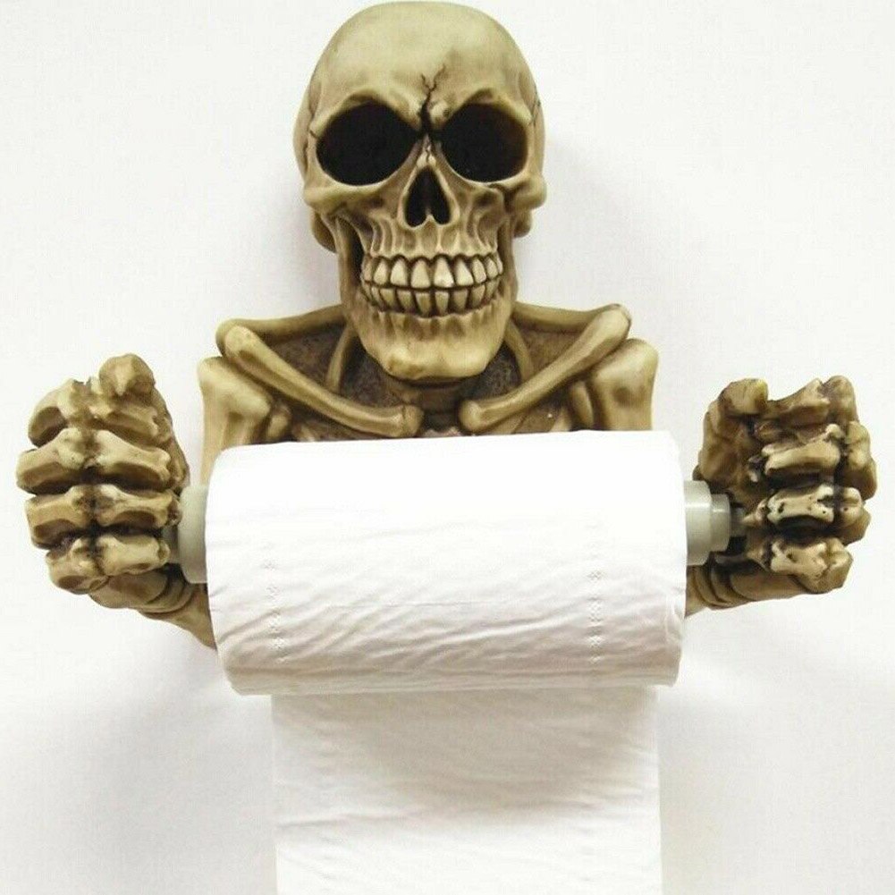 Porte-rouleau de papier toilette, tête de mort, support mural, porte-serviettes, accessoires de salle de bains, cuisine, maison, organisateur, décor