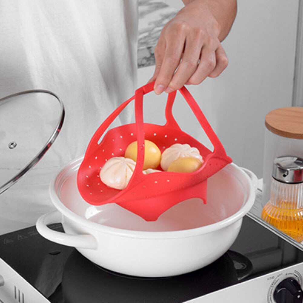 Steamer Basket Food Kitchen Tool Durable Expandable Folding Multifunction Useful Heat-Resistant Cooker Vegetable Silicone