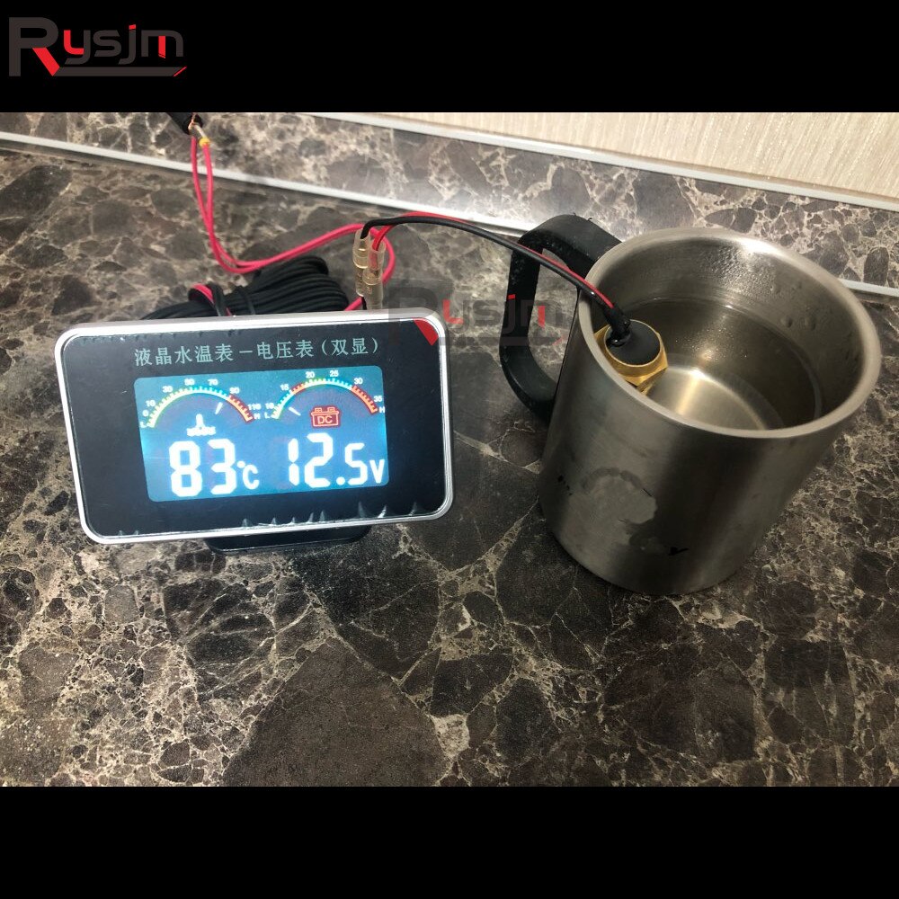Water Temperature Gauge +Voltmeter 2 in 1 LCD Car Digital Gauge voltage