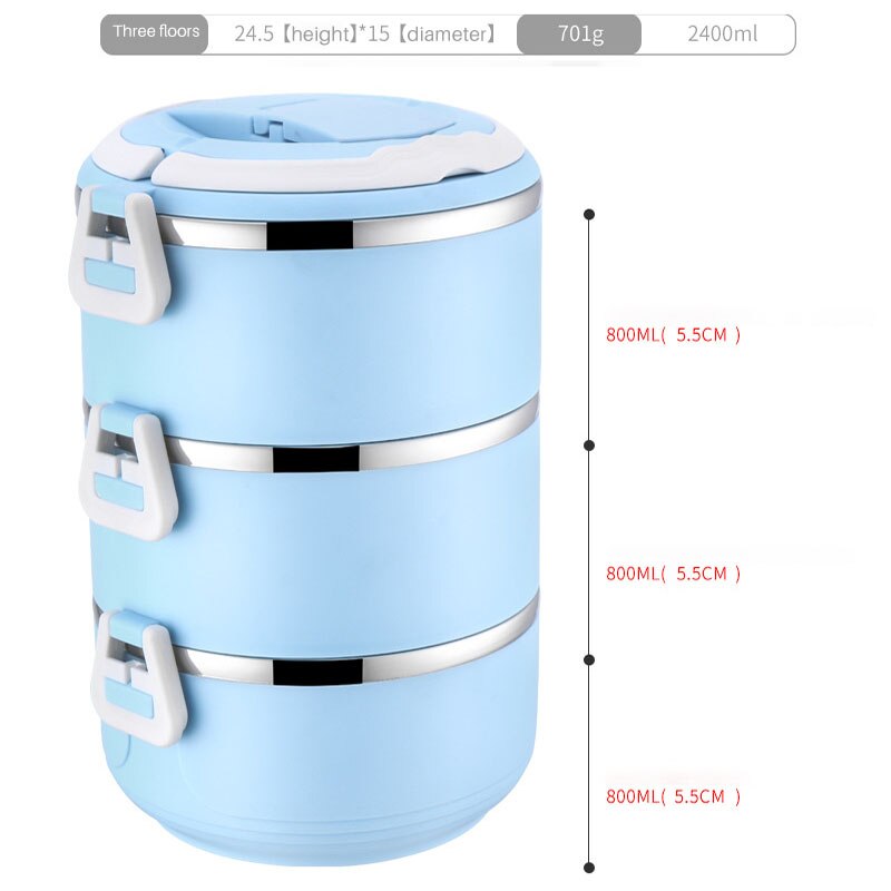 Stainless Steel Lunch Box Sealed Leak-Proof Food Box Thermal Lunch Box Portable Picnic School Food Box for Student Office Worker