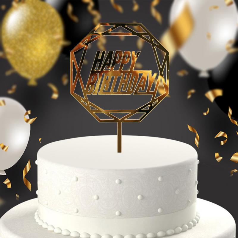 funkeln Glücklich Geburtstag Kuchen Deckel Acryl knapp Gold Kuchen Nachtisch oben Flagge Dekoration für Geburtstag Party Hochzeit Liefert