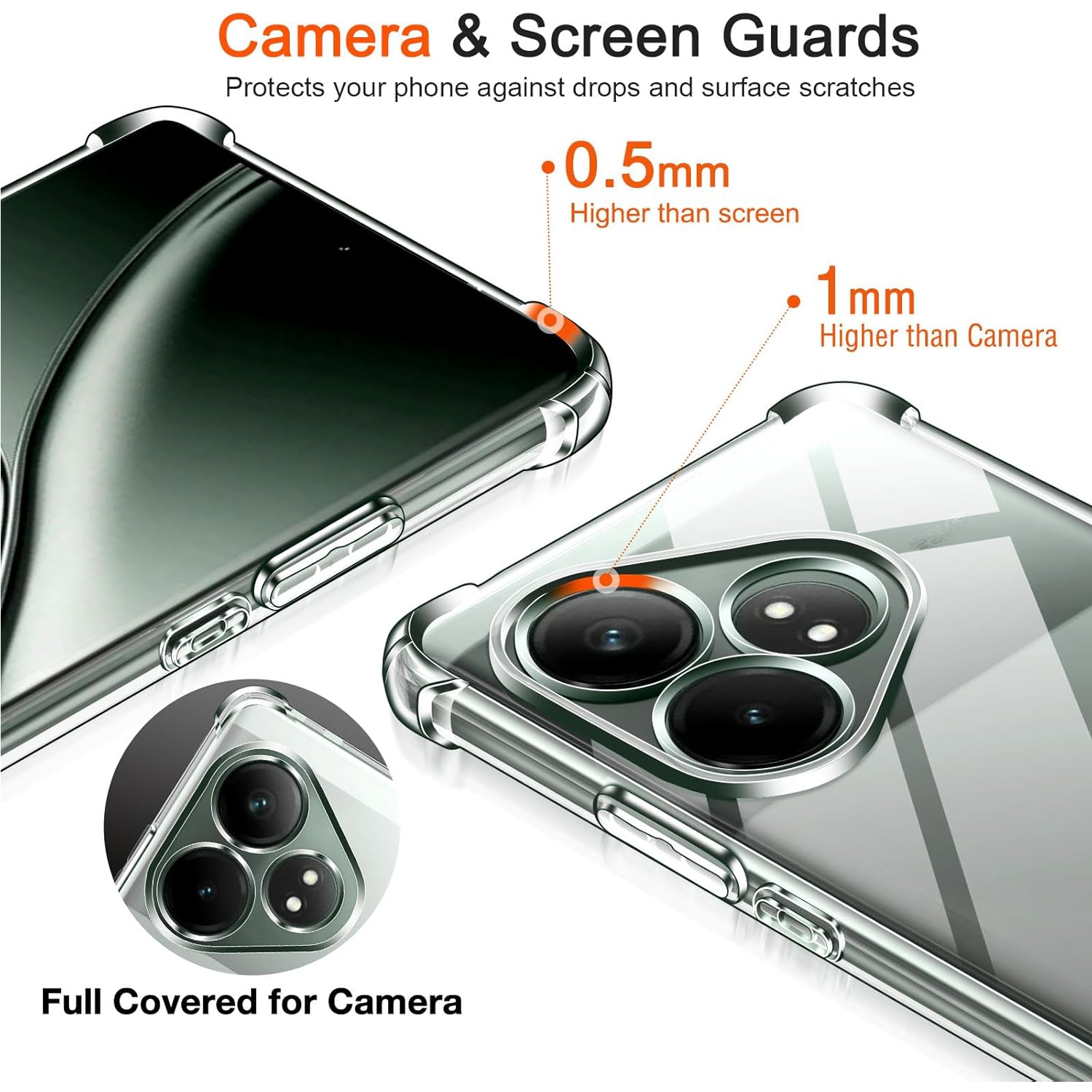Funda de TPU a prueba de golpes de cuatro esquinas para Realme GT 6 6T Neo 3 3T GT 2 Pro Neo 2T Note 50 funda protectora transparente Capa Fundas Coque