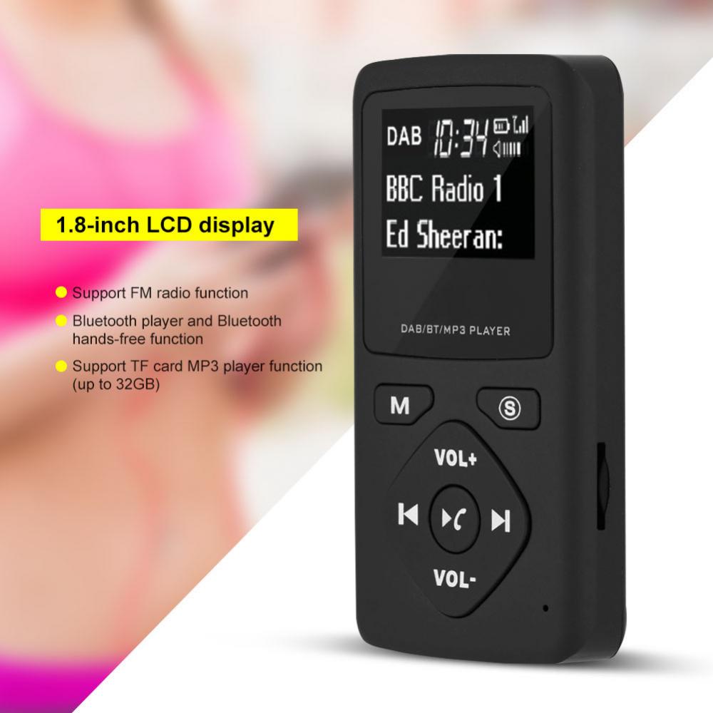 Portable DAB/DAB+ Pocket Digital Radio Receiver Bluetooth MP3 Player with Headphones