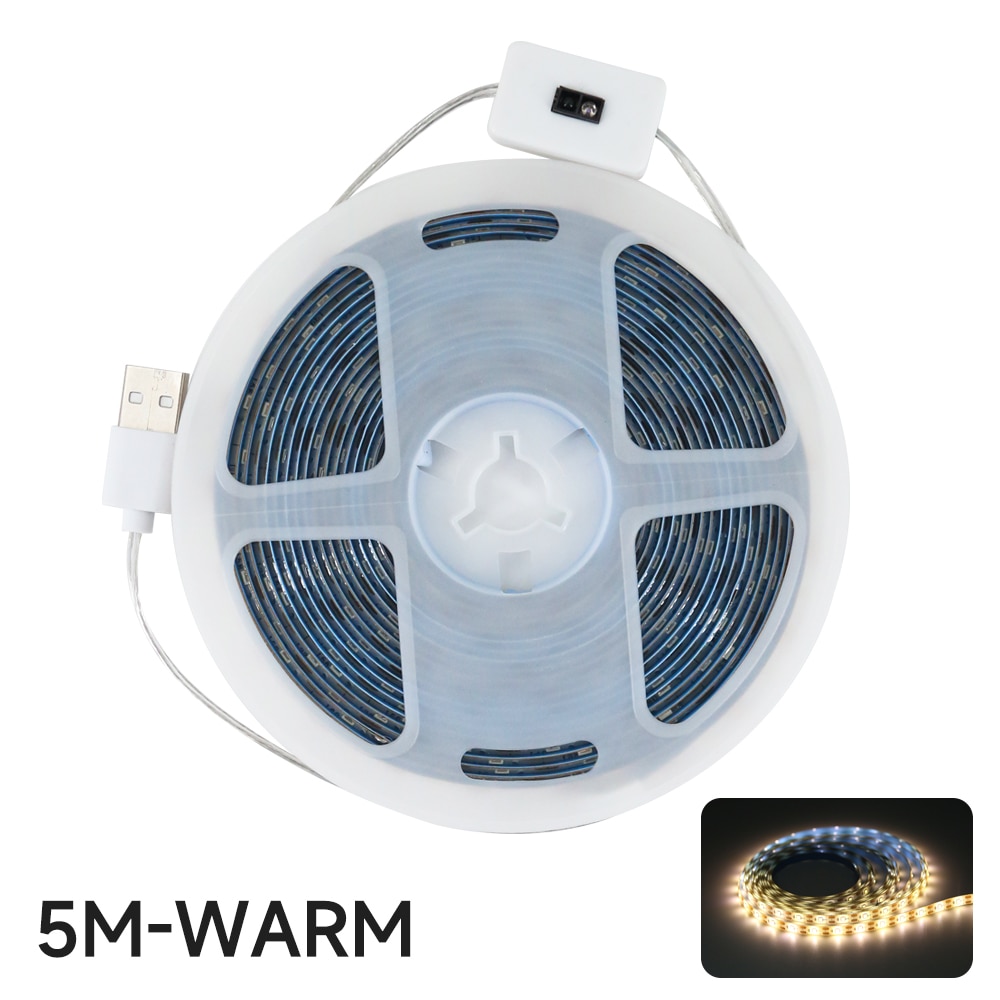 Tira de luces LED con Sensor de encendido y apagado, luz de fondo con USB, CC de 5V, barrido manual, TV, cocina, debajo del gabinete: orange
