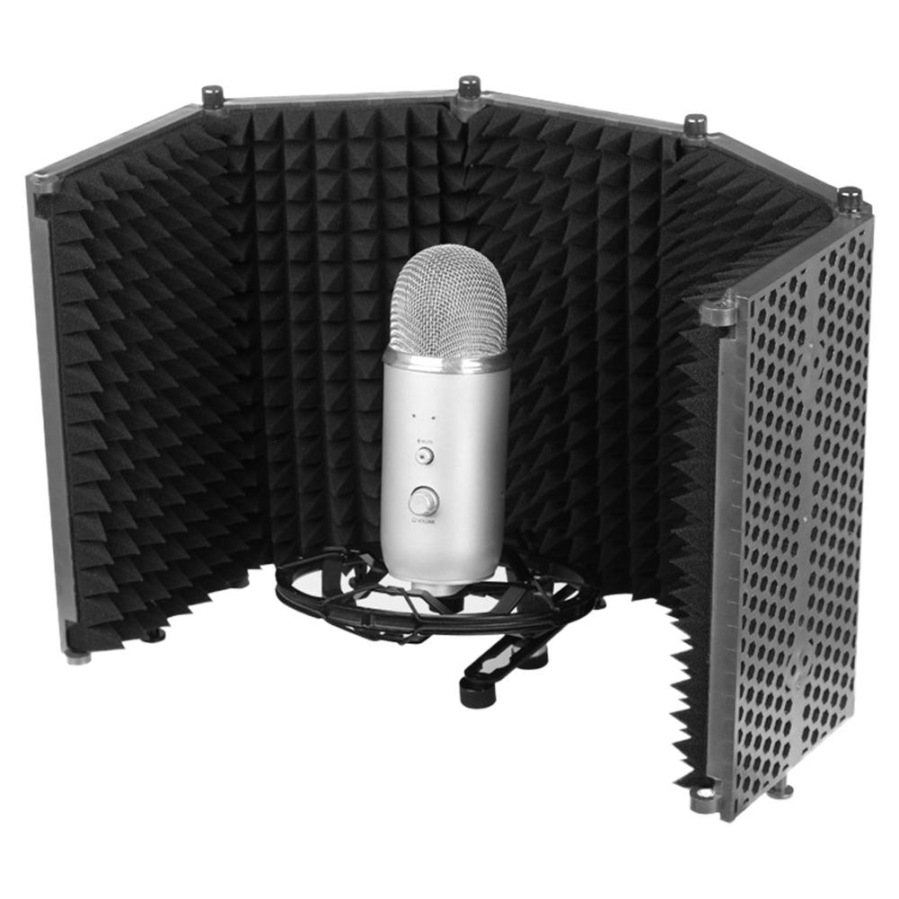 5 panneaux pliable Studio Microphone Isolation bouclier enregistrement son absorbeur mousse panneau Portable Microphone isolateur Compatible