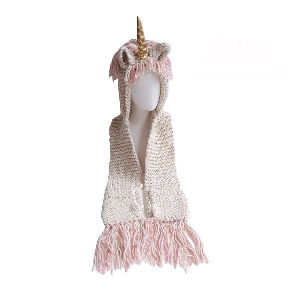 2-12 jaar Meisjes Winter Eenhoorn Hoed Sjaal Leuke Handgemaakte Kinderen Hoed Wrap Eenhoorn Caps Voor kinderen Warm wol Sjaals Hoed: 5 / S 2-6Y