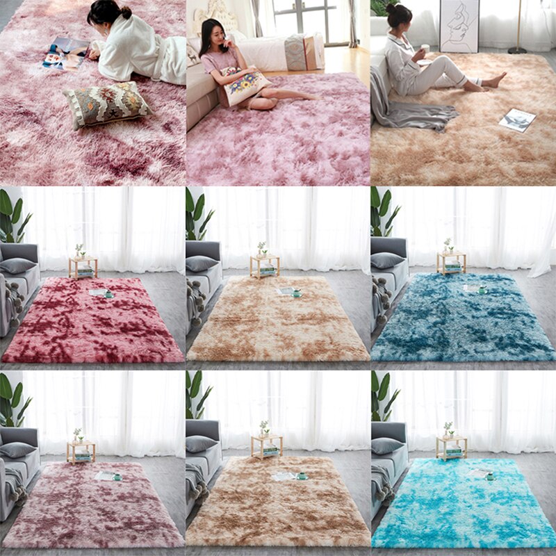 Shaggy tie-dye tæppe trykt alfombra plys gulv fluffy måtter børneværelse imiteret pels område tæppe stue måtter silkeagtige tæpper