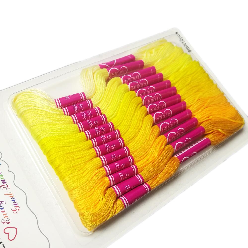 8/12 skeins Mr.hu Embroidery Thread Floss Anchor Similar DMC Cross Stitch Cotton Threads Hand DIY Sewing Craft Thread TH00051: yellow 12 skein