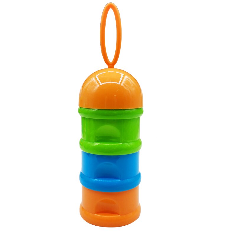 3 layer Frog Style Portable Baby Food Storage Box Essential Cereal Cartoon Milk Powder Boxes Toddle Kids Formula Milk Container: Orange Cover