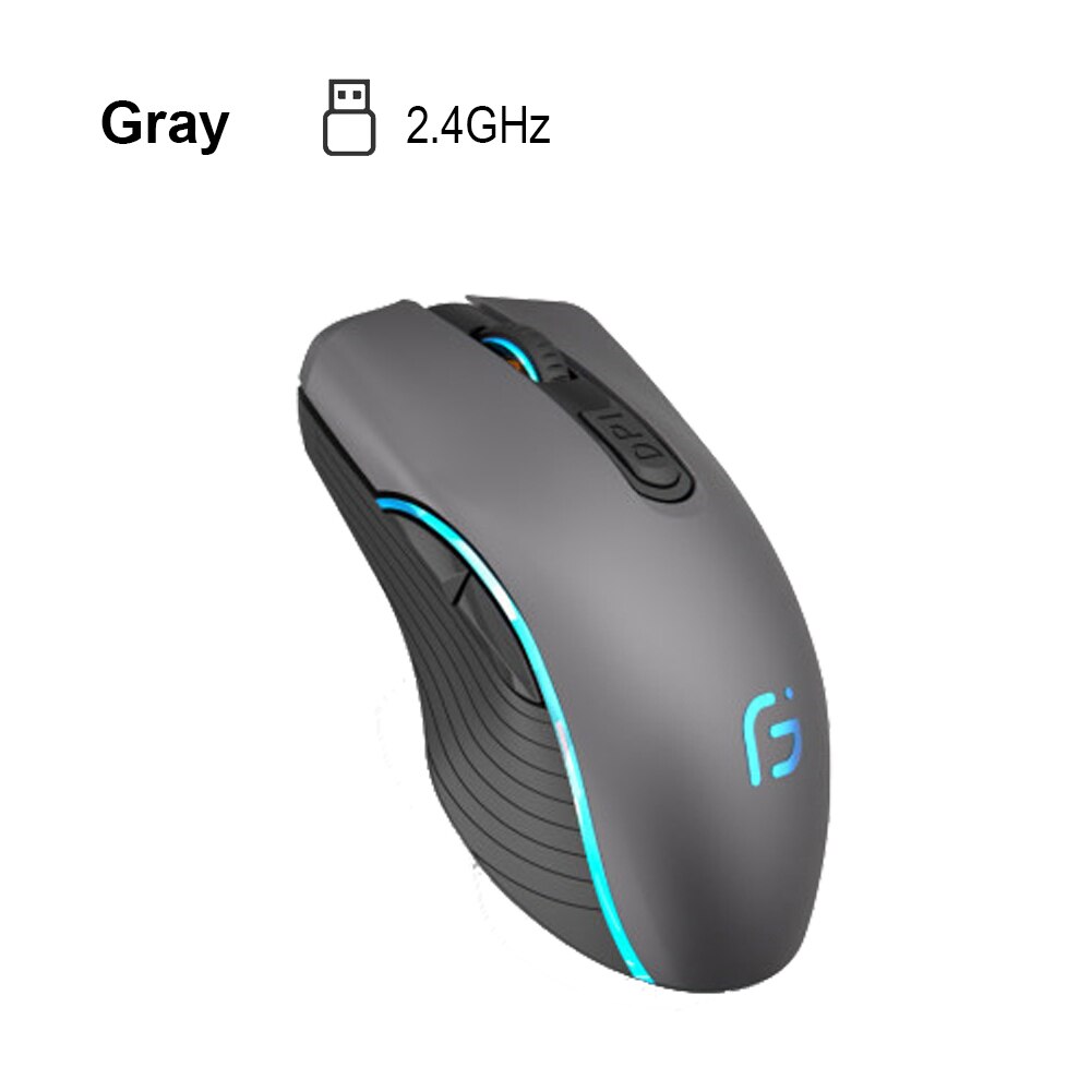 AVATTO X9 Bluetooth 4.0 + 2.4G Wireless Dual Mode Computer Mouse,2400 DPI 6 Buttons Rechargeable Gaming Mice for PC Laptop Gamer: Gray 2.4G